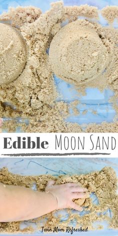 an edible moon sand recipe for toddlers to play with