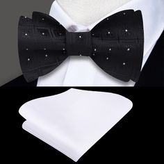 Shirt Pairing Suggestions: The geometric pattern adds visual interest, so it’s important to choose shirts that balance the bow tie's design while complementing its black base. Solid White Dress Shirt: A solid white shirt is the ultimate classic pairing. It offers a crisp, clean background, allowing the geometric pattern to be the focal point. Perfect for formal events where tradition meets style. Light Grey Dress Shirt: For a softer contrast, a light grey dress shirt subtly highlights the geomet Black Bow Tie With Butterfly Knot For Business, Black Butterfly Knot Bow Tie For Business, Black Butterfly Knot Bow Tie, Black Summer Formal Ties, Black Summer Business Ties, Elegant Black Summer Ties, Black Bow Tie For Summer Party, Black Summer Party Bow Tie, Classic Black Ties