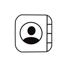 a black and white image of a square icon with an emoticive smiley face