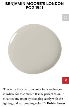 a white plate with the words benjamin moore's london fg134 on it