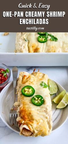 Make dinner exciting with Creamy Shrimp Enchiladas! Loaded with shrimp and tangy cilantro-lime rice, topped with a creamy sauce. Quick and easy for any night! 🧀🌶 #OnePanMeal #ShrimpRecipes #EnchiladaLovers Mexican Seafood Recipes, Creamy Shrimp Enchiladas, Crescent Roll Recipes Dinner, Shrimp Enchiladas, Rice Black Beans, Cheesy Enchiladas, Mexican Seafood, Mexican Flavors, Creamy Shrimp