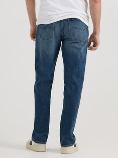 Everyone deserves next level comfort and timeless style, so treat yourself to the Lee® Men's Extreme Motion Relaxed Straight Jean. Designed to move with you all day, this mid-rise jean features a relaxed fit through the seat and thigh, plus performance stretch fabric and an Extreme Flex waistband for easy movement. With classic Lee details, like our 5-pocket styling, branded hardware, and an iconic leather pocket patch, this jean will separate you from the pack and stay looking good. Mens Fashion Jeans, Leather Pocket, The Pack, Looking Good, Mid Rise Jeans, Jeans Style, Timeless Style, Straight Jeans, The Man