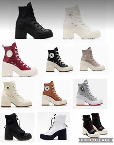 Trendy Fashion NEW Women's CONVERSE Chuck 70 De Luxe Heel GR82 GR 82 Boots Shoes, Women's Shoes Converse Shoes Heels, Converse Heels Outfit, Cute Shoes Aesthetic, Converse Heel, Converse High Heels, Shoe Storage Hacks, Shoe Outfits