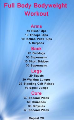 the full body bodyweight workout plan is shown in this graphic style, with an image of