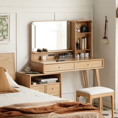 a bedroom scene with focus on the dressing table