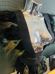 Feather Co Ord Set  Feather Harness with Belt to match black with Peacock feathers Feather size may vary   Lovely for festivals  🖤  Exchange policy All our items are handmade to order with your chosen bespoke size. We do not accept returns but please contact us if you have an issue with your order. We are always happy to help by offering an exchange-only policy. As a one-woman brand, each item is carefully handmade as the order comes in. Each item is beautifully unique. Feather Harness Outfit, Peacock Feather Fashion, Peacock Feathers Belt, Black Feathered Headpiece, Adjustable Black Feathered Headpiece, Peacock Costume, Blue Feather, Black Bra, Dance Performance