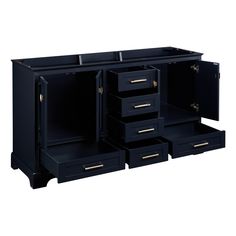 an image of a black dresser with drawers