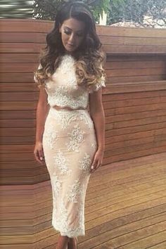 Ballbella custom Trendy 2021 two piece White Lace Two Piece Dress for Formal Occasion Hottest Evening Party Dress in high quality at factory price, saving your money and making you shinning at your party. Elegant Shorts, Hot Figure, Bodycon Design, Luxurious Dresses, Mid Skirt, Lace Formal Dress, Prom Dresses For Sale, Long Evening Gowns, Piece Prom Dress