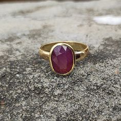 Stone Ring For Ladies, Artisan Oval Jewelry With Bezel Setting, Hand Forged Oval Ring, Traditional Oval Ruby Ring, Fusion Style Oval Rings With Polished Finish, Traditional Oval Ruby Ring For Anniversary, Traditional Gold Oval Ruby Ring, Traditional Oval Ruby Ring In Gold, Oval Temple Jewelry For Anniversary