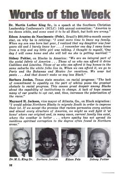 an article from the magazine words of the week with four men in black and white