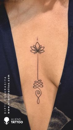 Chckout this amazing unalome tattoo by our brilliant artist Dipti Chaurasiya (@Dipti_Chaurasiya) at Aliens Tattoo India.

If you wish to get this amazing tattoo visit or website www.alienstattoo.com Unalome Tattoo With Waves, Unalome Women Tattoo, Lotus Tattoo Unalome, Unalome Symbol Tattoo, Unalome Chest Tattoo Female, Unalome Tattoo Female Design Small, Sternum Unalome Tattoo, Unalome Back Tattoo Women, Spiritual Collar Bone Tattoo