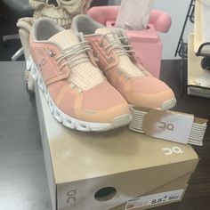 Gently Worn On Cloud Athletic Shoes Very Clean Like New Comes With Box And Laces Light Peach Sand Kinda Color With White And Pale Pink Accents Shoes On Cloud, On Running Shoes, On Running, Light Peach, Pink Accents, Pale Pink, Running Shoes, Athletic Shoes, Like New