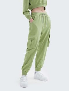 Lime Green    Cotton Plain   Slight Stretch All Women Bottoms Streetwear Fashion Sweatpants, Jogging Pants Women, Fashion Sweatpants, Classy Winter Outfits, Pants Streetwear, Sports Trousers, Casual Sporty, Fleece Joggers