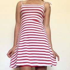 Nwot Red And White Striped Dress - Never Worn Red Cotton Mini Dress, Red Cotton Summer Mini Dress, Red Cotton Mini Sundress, Red Cotton Mini Dress For Summer, Red Cotton Sundress Mini Dress, Casual Cotton Sundress By Forever 21, Forever 21 Cotton Mini Dress, Forever 21 Cotton Sundress, Forever 21 White Cotton Dress