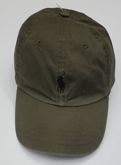 Nwt Polo Ralph Lauren Olive Small Pony Hat - Unique Style Casual Wide Brim Khaki Hat, Classic Khaki Cap, Classic Khaki Baseball Cap, Casual Khaki Hat With Curved Brim, Casual Khaki Cap, Casual Khaki Visor Hat, Casual Green Dad Hat With Short Brim, Khaki Short Brim Hat One Size, Casual Khaki Baseball Cap With Short Brim