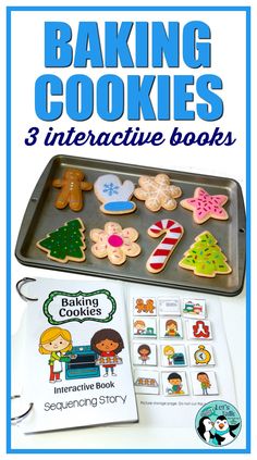 three interactive books about baking cookies for kids to learn how to bake and decorate