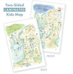 two - sided laminated kids map from front and back