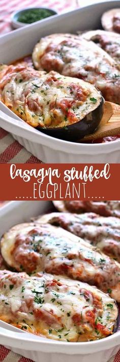 an eggplant casserole with sausage smothered in cheese