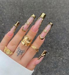 Tokyo Nails, Gold Chrome Nails, Pink Chrome Nails, Love Pattern, Nail Remover, Style Français, Nail Forms, Nail Length