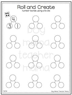 the roll and create worksheet for numbers 1 - 10 is shown in this image