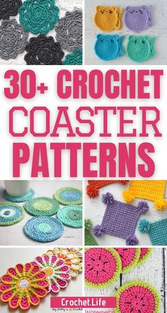 30 crochet coaster patterns with text overlay that reads 30 crochet coaster patterns