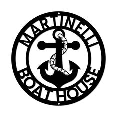 the logo for marine boathouse with an anchor and rope on it's side