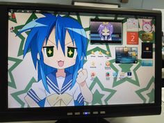 a computer screen with an anime character on it