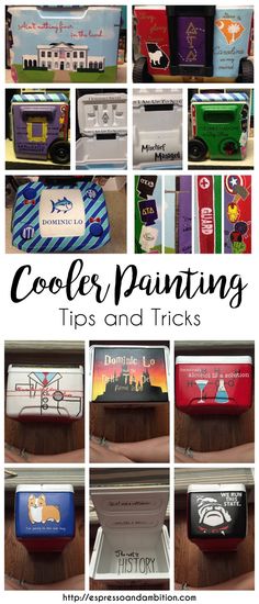 several different types of boxes with the words cooler painting tips and tricks