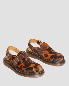 Jorge Made in England Hair On Slingback Mule | Dr. Martens Dr Martens Jorge, Shoes Doc Martens, Mules Outfit, Slingback Mules, Big Board, How To Make Brown, Funky Shoes, Gorgeous Shoes, Doc Martens