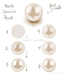 how to draw pearls with different shapes and sizes, including the names for each pearl