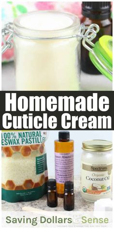 DIY Cuticle Cream | Best Essential Oils for Cuticles #DIY #homemade #Nailcare #Recipes #EssentialOils #natural Cuticle Remover Homemade, Diy Cuticle Remover, Apothecary Recipes, Diy Lotions, Diy Eye Cream, Cuticle Softener, Lotion Recipe, Natural Nail Care, Cuticle Cream