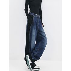 M-068-03 Fall Outfits Pinterest, Wide Leg Baggy Jeans, Pants Style, Jeans Material, Type Of Pants, Blue Pants, Cycling Outfit, Straight Pants, Baggy Jeans