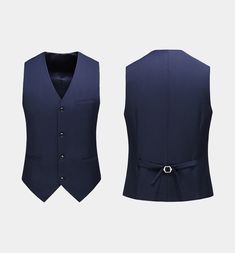 Finely crafted from high-quality material, durable and timeless, this single-breasted 3 piece navy blue suit is fully lined and has two exterior flap pockets. The long-lasting fabric is soft and comfortable. The slim fit suit jacket has two functional breast pockets, one exterior, and one interior. This classic navy blue outfit is the right choice to wear for those special days such as weddings, proms, anniversaries, even formal business functions. You absolutely can’t go wrong with this navy bl Navy Blue Outfit, Navy Blue Vest, Prom Tuxedo, Modern Suits, Navy Blue Suit, Tuxedo Wedding, Slim Fit Suits, Polyester Pants, Custom Suit