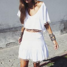 Sexy Round Neck Two-Piece Dress Nail Nail, Short Sleeve Cropped Top, Fashion Tips For Women, Two Piece Dress, Piece Dress, Elegant Fashion, Skirt Fashion, Latest Fashion Trends, Lace Skirt