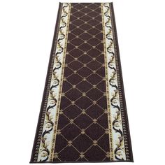 a brown and white runner rug on a white background