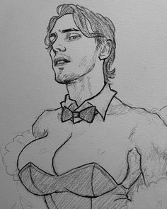 a drawing of a man wearing a bow tie