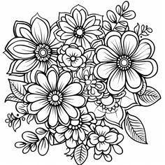 a bouquet of flowers coloring page