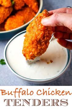 baked buffalo chicken tenders on a white plate