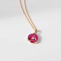 Ruby Diamond Flower Necklace 14K Gold - Natural Genuine Ruby Gemstone Cluster Pendant Solid Gold - Birthday Gift for Her  D E T A I L S ● Metal: 14K solid gold, 14K white gold  ● Gemstones: Ruby Marquise cut, Diamond Brilliant cut ● Gemstones Weight: Ruby 0.79 ct, Diamond 0.03 ct ● Length: sold as pendant or with chain 17.5 inches (45 cm) H O W ∙ T O ∙ O R D E R Choose from the drop-down menu the available options (Metal, Style) and leave us a note for any special requirements. G I F T S All our Diamond Gemstone Jewelry For Birthday, Birthday Diamond Gemstone Jewelry, Fine Jewelry Round Necklace For Birthday, Fine Jewelry Necklace For Birthday, Round Birthstone Necklace For Celebration, Yellow Gold Flower Pendant Jewelry For Birthday, Diamond Flower Necklace, Ruby Diamond Pendant, Gold Amethyst Ring