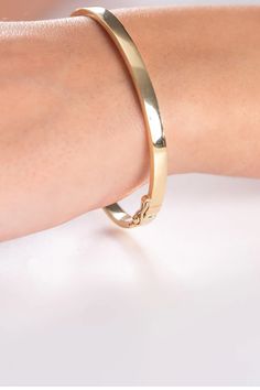 4,5mm Bangle Bracelet, Custom Gold Bangle, 14K Solid Gold Bangle, Hinged Bracelet, 14K Gold Bangle, Wife Christmas Gift. Kada Design, Bangle Stacking, Solid Gold Bangle, Latest Bracelets, Wife Christmas, Modern Bracelets, Christmas Gifts For Wife, Diamond Jewelry Designs, Greek Jewelry