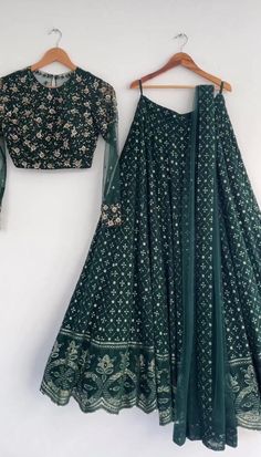 Green Lehenga Choli, Party Wear Gowns, Designer Embroidery, Sequence Embroidery, Dresses Traditional, Dress Models, Embroidery Online