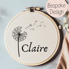 Custom Dandelion Hand Embroidery Pattern Personalized Make A Wish Hand Embroidery PDF Name Embroidery Embroidered Gift Idea Custom Hoop Make A Wish, Art Gift, Pdf Pattern