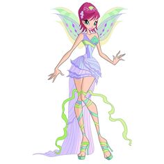 a woman dressed as a fairy with purple hair