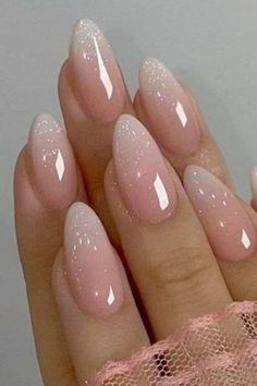 Nail Ideas Baby Boomer, Nov Nails 2024, Baby Boomer With Glitter, Baby Bomernails, Baby Color Uñas, Baby Boomer Nails With Design, Glitter Baby Boomer Nails, Nail Designs Baby Pink, Pink Baby Boomer Nails