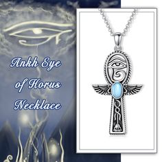 Embrace the allure of ancient symbolism with our Sterling Silver Pendant Necklace, featuring an enchanting oval Moonstone delicately embedded within a Retro Silver setting, adorned with the Ankh and Eye of Horus motifs for a timeless piece crafted exclusively for women.Detail This exquisite necklace combines timeless elegance with meaningful design, crafted from highquality Sterling Silver for durability and radiance. The mesmerizing oval Moonstone serves as the focal point, captivating with its Ankh And Eye Of Horus, Eye Of Horus Necklace, The Ankh, Meaningful Design, Silver Necklaces Women, Eye Of Horus, Moonstone Necklace, Sterling Silver Necklace Pendants, Crystal Necklace Pendant