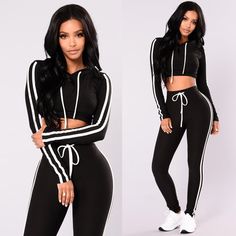 Pant Length(cm):Full LengthMaterial:PolyesterClothing Length:ShortDecoration:NONESleeve Length(cm):FullStyle:Casual Wander Outfit, Crop Top Pants Set, Crop Top Sweatshirt, Hip Hop Outfits, Sports Hoodies, Top Pants Set, Casual Suit, Casual Sets, Business Casual Outfits