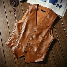 Britain Fashion, Faux Vest, Men's Vests, Mens Vest Jacket, Leather Waistcoat, Faux Leather Vest, Jackets Casual, Coats Fashion, Pu Jacket