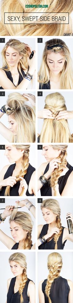 Lazy Girl Hairstyles - Easy Hairstyles To Do At Home - Cosmopolitan Elsa Hair, Office Hairstyles, Side Braid, Braided Hairstyles Tutorials, Hair Tutorials, Everyday Hairstyles, Elsa Frozen, Peinados Faciles