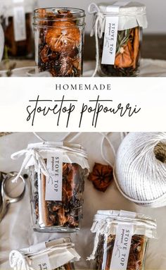 jars filled with different types of food on top of a table