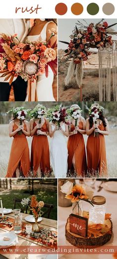 the wedding color scheme is orange and brown